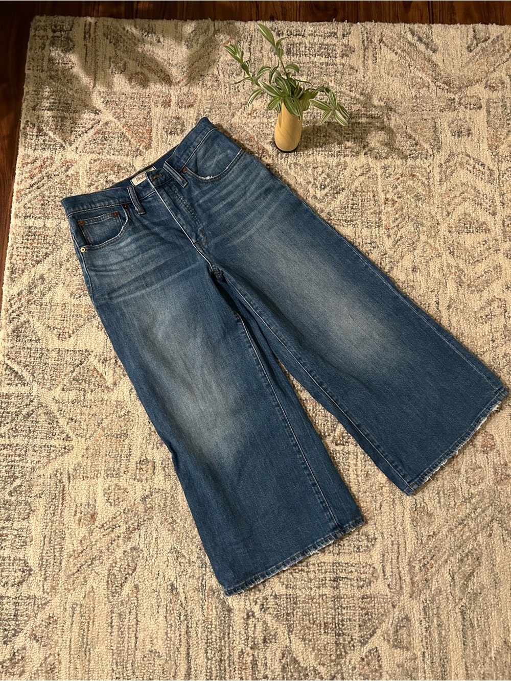 MADEWELL Wide Leg Crop Women's Jeans in Medium Blue